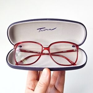 Vintage Tura Mod 311 Red Eyeglass Frames 54–15 Japan Oversized Square